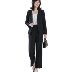 【新品】 [Yino] イノ スーツ レディース セットアップ パンツスーツ 2点セット ジャケット＋ワイドパンツ 体型カバー 洗える 着?せ おしゃれ 女性らしい ママ 通勤 入学式 卒業式 面接 通年 0