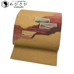 ☆ 単衣 紬着物 付下げ 手描き 花模様 風景 鉄葡萄色 しつけ糸 K-4622 単衣 紬着物 付下げ 手描き 花模様 風景 鉄葡萄色 しつけ糸 K