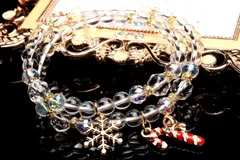 クリスマスパーティーにも最適！キラキラ水晶２連ブレスレット パワーストーン 当店オリジナル パワーストーン 天然石 _A1093