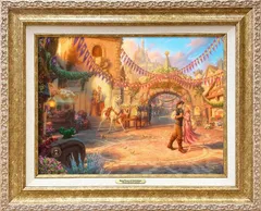 ディズニー/トーマス キンケード「塔の上のラプンツェル/ダンシング イン ザ サンライト コートヤード」作品証明書 展示用フック付キャンバスジークレ 発送目安15～20営業日