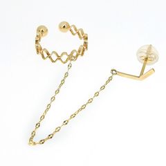 ウェーブ イヤーカフ K10YG 10金 イエローゴールド スタッドピアス付 アクセサリー