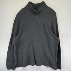 古着 ポロバイラルフローレン Polo by Ralph Lauren コットンニットセーター ハーフジップ 大きいサイズ ワンポイント XXL  ダークグレー メンズ