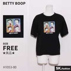 ★美品★ BETTY BOOP ベティーブープ トップス　Tシャツ　半袖　ベティちゃん　キャラクター　プリント 　ブラック　 【H1053-00】 送料無料　古着　レディース