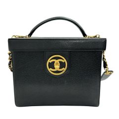 【CHANEL/シャネル】A01999  CCロゴ バニティバッグ 2WAY ショルダーバッグ キャビアスキン ブラック レディース 【中古】【真子質店】【BL】