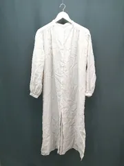 ◇ classicalelf クラシカルエルフ ノーカラー ボタン 薄手 透け感 スリット 長袖 ブラウス サイズM ベージュ レディース E  【1308290028476】