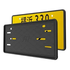 【在庫処分】セット 新法規対応 リア 車検対応 フレームにシリコンを使用する事で振動音を削減 フロント 普通車/軽自動車に適用 ナンバープレートフレーム ナンバーフレーム（2枚付き) ナンバープレートカバー （色:黒）お正月/年末年始ギフト AX2V クリスマ