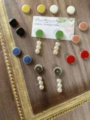 342.美濃焼ミニ✖️3連樹脂パールピアス