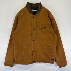 古着 クイックシルバー Quiksilver ワークジャケット ダックジャケット フルジップ リブ襟 胸ポケット M  ブラウン メンズ