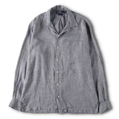 古着 90年代 ラルフローレン Ralph Lauren POLO by Ralph Lauren CALDWELL チェック柄 オープンカラー 長袖 リネンシャツ/eva003753