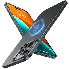 新品 TORRAS iPhone 15 Pro 用 ケース【極薄軽量・マグネット内蔵】マグセーフ対応 シンプル 多色展開 擦り傷防止 ハード レンズ保護 アイフォン15Pro用 カバー 6.1インチ「Originfit-Mag」グレー