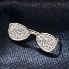 ペンダントトップ メンズ K18WG 18金 ホワイトゴールド ダイヤモンド メガネ サングラス ペンダントヘッド 鑑別書付き【アクセサリーマート/メルカリShops店】