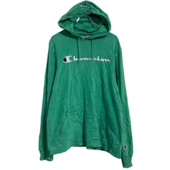 Champion プリントスウェット パーカー M グリーン チャンピオン プルオーバー カンガルーポケット 古着卸 アメリカ仕入 a703-5108