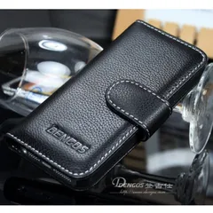 iPhone5 5S SE 初代 4インチ 高級本革 手帳型 スマホケースA 黒色 AB16