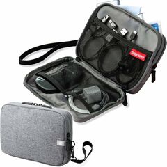 サンワダイレクト ガジェットポーチ 薄型 旅行 出張 便利グッズ 収納ポーチ Mサイズ グレー 200-BAGIN013GY 0
