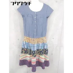 ◇ titicaca チチカカ ウエストゴム 切替 半袖 膝下丈 ワンピース サイズL ネイビー レディース 【中古】 【1103230008903】のサムネイル