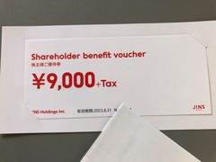 最新　JINS株主優待　9000円+tax　shops