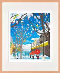 ヨーロッパ風 街並みリトグラフ 額装アート 絵画 Stevan Petrovic