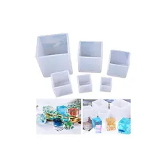 【Ever garden】 正方形 シリコンモールド 6個セット 6サイズ レジン ネックレス アクセサリー パーツ 作成 UVレジン エポキシ樹脂 樹脂粘土 オルゴナイト 型 抜き型 キット 道具 0