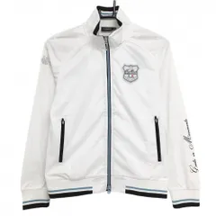 【美品】カッパ ジャケットブルゾン 白 ワッペン ラインストーンロゴ レディース M ゴルフウェア Kappa