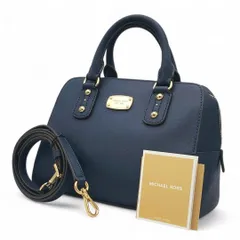 美品 MICHAEL MICHAEL KORS マイケルマイケルコース ショルダーバッグ ハンドバッグ ミニボストンバッグ 2way サフィアーノレザー 斜め掛け クロスボディ 通勤通学 ネイビー 紺