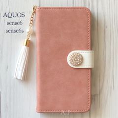 AQUOS sense6/sense6s 手帳型★スエード調 ピンク パール
