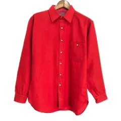 70年代 USA製 PENDLETON ペンドルトン ウールシャツ レッド (メンズ L) 中古 古着 S5394