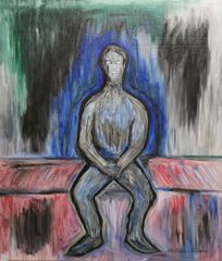 Akihiko Mihara, Salon d'Automne selected artist, oil painting [Solitude], small piece, painting, fine art, interior art, original artwork, art, miscellaneous goods, oil painting, F10 size, contemporary art, blue, 예술 yesul 艺术 Yìshù