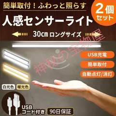 人感センサーライト30cm 2024 無極調光 2個セ ット 室内 充電 led USB 屋内 足元灯 常夜灯 ナイトライト 玄関 クローゼット 照明 感知式