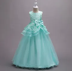 好評　花びらふんわりロング　キッズドレス　発表会コンクールリングガール結婚式人気女の子ドレス