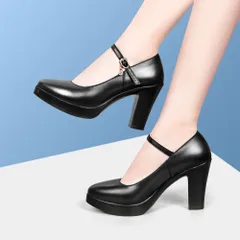 ☆ ブラック×9cmヒール ☆ 35(22.5cm) ☆ ハイヒール パンプス 太ヒール ハイヒール パンプス プラットフォームパンプス 太ヒール おしゃれ ストラップ ヒール フォーマル 上品 結婚式 卒業式 セレモニー 厚底 チャンキーヒール 入学式