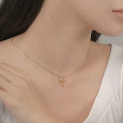 ネックレス レディース 金属アレルギー対応 つけっぱなしOK ステンレス サージカル シンプル クロス カジュアル きれいめ スキンジュエリー 華奢 ブランド LUPIS ルピス st0085