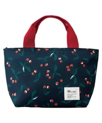 【数量限定】おしゃれ 子供 可愛い 社会人 学生 大人 500mlペットボトル収納可能 女性 保冷機能 アルミ生地 保冷剤用ポケット レジャー お弁当袋 レディース ネイビー チェリー W035-085-206 保冷ランチバッグ Patterns Wpc.