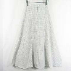 マジェスティックレゴン MAJESTIC LEGON ツイード フレア ロング スカート レースアップ 綿 レーヨン M ホワイト チェック kz10068