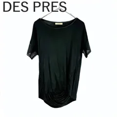 デプレ DES PRES 半袖カットソー そで口シアー素材 切り替え 透け感 ブラック 黒のサムネイル