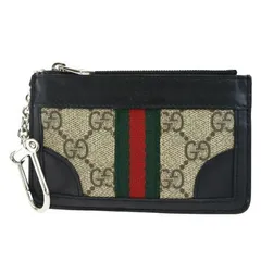 【中古】 美品 グッチ GUCCI シェリー コインケース 小銭入れ 財布 GG柄 キーリング ブラウン ブラック グリーン レッド レザー 09EM149