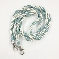 【ハンドメイド】マクラメ スマホショルダーストラップ グリーン×ホワイト B