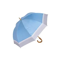 日傘 長傘 完全遮光 UVカット 遮光率100% 軽量 晴雨兼用 遮熱 Refume レフューム 母の日 30代 40代 50代 レディース 雨具 無地 紫外線対策 2段 3色切替 REFU-0021 ライトブルー/グレージュ 0