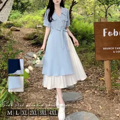 ワンピース シャツワンピース サイドスリット プリーツ 切り替え 重ね着風 ロング丈フリル ミモレ丈 送料無料 カジュアル 春夏 レディース 半袖 ひざ下  vii3u510490