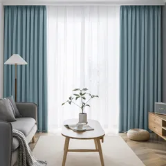 【在庫処分】UVカット 形態記憶加工済み 断熱 ドレープカーテン 節電対策 小窓 昼夜目隠し 保温 遮光 おしゃれ 1級 洗える 洗濯機対応 4枚セット (カーテン2枚 カーテン レース2枚) 幅100cm×丈200cm AIFY ストーンシアン