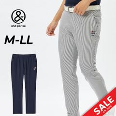 アンパスィ ゴルフパンツ メンズ ゴルフウェア スラックス and per se ストレッチストライプサッカーパンツ 吸汗速乾 ロングパンツ ストライプ柄 男性 紳士 服 メンズウェア 長ズボン おしゃれ ボトムス/AMS5044F2