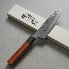 佐治武士　レインボーダマスカス　青ニステンクラッド　三徳180 佐治武士 レインボーダマスカス 青ニステンクラッド 三徳180 - メルカリ