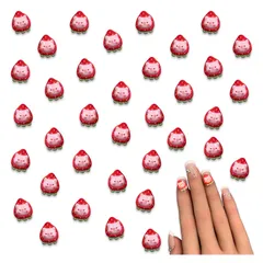 ネイルパーツ イチゴ ぶた 12ｍｍ ピンク 混色 50個 ぷっくり 果物 動物 顔 アニマル フルーツ 貼り付け レジン デコパーツ アクセサリー ハンドメイド 手芸 パーツ BD4104