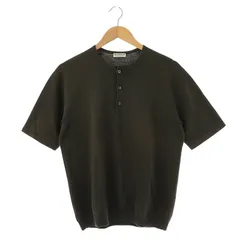 B&Y ユナイテッドアローズ BEAUTY&YOUTH ビューティー&ユース モダン ミラノリブ ヘンリーネック ニット プルオーバー カットソー 半袖 S チャコール /DF ■OS ■SH