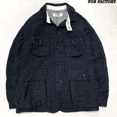F.O.B FACTORY ハンティングジャケット ワークジャケット カバーオール サファリジャケット チンストラップ コットンウール Lサイズ グレー FOB FACTORY エフオービーファクトリー
