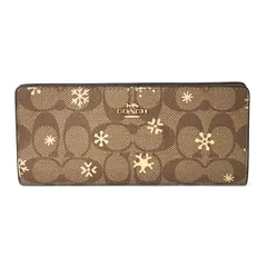 新品 コーチ COACH 長財布 スリムウォレット カーキ/ゴールドマルチ