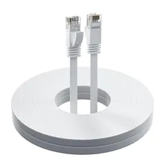 LANケーブル 20M CAT6イーサネットケーブル 1.6mmウルトラフラット UTP 極薄有線ラン ロング 隙間用 防水インターネット接続コード 高速ギガビットネットワークケーブル ルーター、プリンター、モニターに対応 ホワイト
