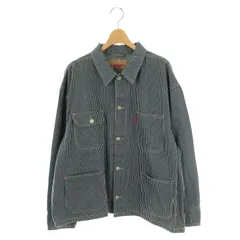 アングリッド UNGRID ビッグシルエットカバーオール ヒッコリー デニムジャケット F 紺 ネイビー 白 ホワイト /AT ■OSのサムネイル