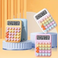 マカロンカラー キャンディーカラー 電卓 12桁 ラウンドボタン かわいい おしゃれ カラフル 計算機 卓上電卓 学校 オフィス 飲食店 事務 簿記 4-7