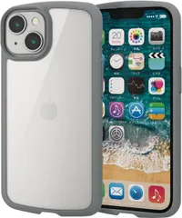 101 エレコム iPhone 14 / 13 ケース カバー 耐衝撃 衝撃吸収 TOUGH SLIM LITE [全周配置のエアクッションが衝撃を吸収] ストラップホール付き フレームカラー(グレー) クリア PM-A22ATSLFCGY