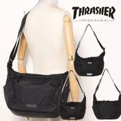 ショルダーバッグ 斜めがけバッグ メンズ 撥水 スケーター ブランド THRASHER スラッシャー斜め掛け A4 はっ水 レディース スケボー 黒 thr-314